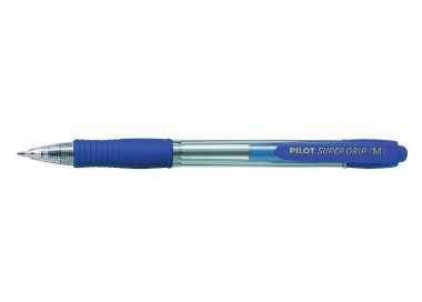 Boligrafo pilot super grip azul retractil sujecion de caucho tinta base de aceite