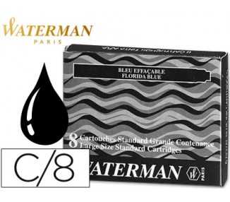 Tinta estilografica waterman negra caja de 8 cartuchos standard largos