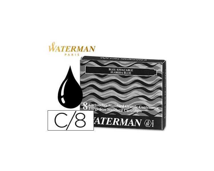 Tinta estilografica waterman negra caja de 8 cartuchos standard largos