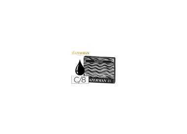 Tinta estilografica waterman negra caja de 8 cartuchos standard largos