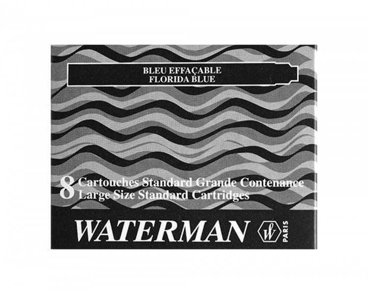 Tinta estilografica waterman negra caja de 8 cartuchos standard largos