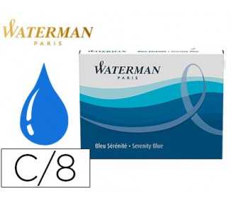 Tinta estilografica waterman serenity blue caja de 8 cartuchos standard largos