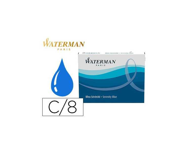 Tinta estilografica waterman serenity blue caja de 8 cartuchos standard largos