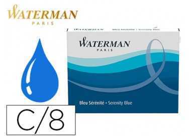 Tinta estilografica waterman serenity blue caja de 8 cartuchos standard largos