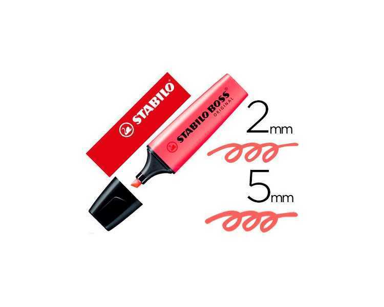 Rotulador stabilo boss fluorescente 70 rojo