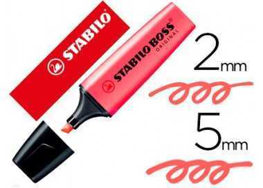 Rotulador stabilo boss fluorescente 70 rojo