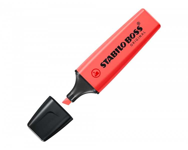 Rotulador stabilo boss fluorescente 70 rojo