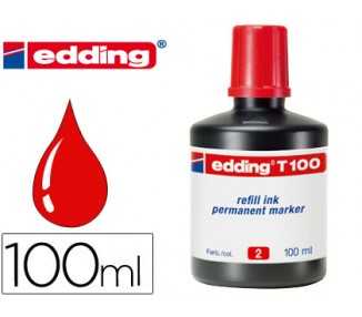Tinta rotulador edding t-100 rojo bote 100 ml