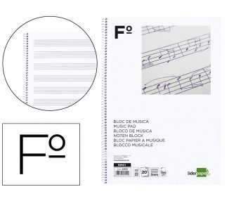 Bloc musica liderpapel pentagrama 3mm folio 20 hojas 100g/m2