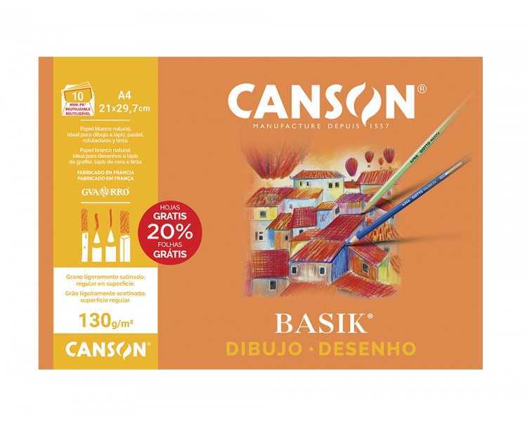 Papel dibujo basik din a4 sin recuadro 130 gramos minipack de 10 hojas