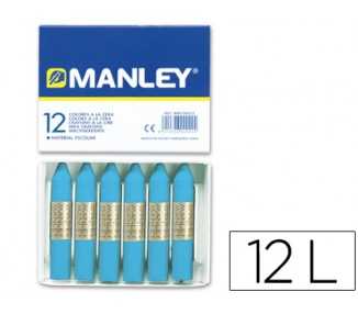 Lapices cera manley unicolor azul celeste n.17 caja de 12 unidades