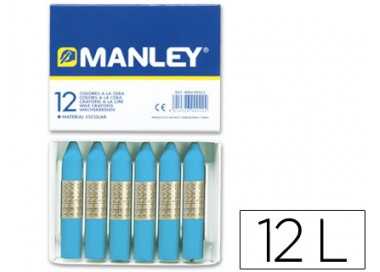 Lapices cera manley unicolor azul celeste n.17 caja de 12 unidades