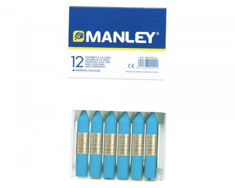 Lapices cera manley unicolor azul celeste n.17 caja de 12 unidades