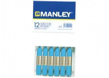 Lapices cera manley unicolor azul celeste n.17 caja de 12 unidades