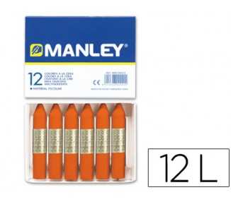Lapices cera manley unicolor naranja n.6 caja de 12 unidades