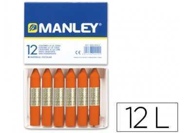 Lapices cera manley unicolor naranja n.6 caja de 12 unidades