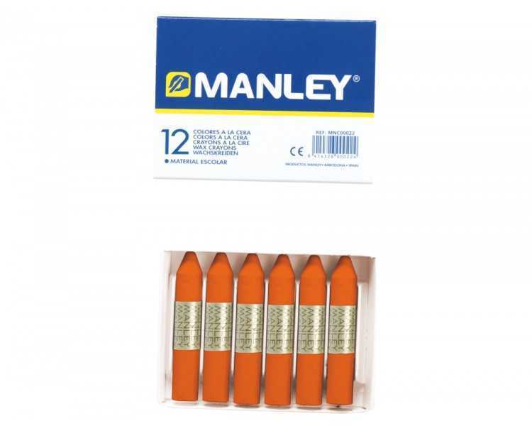 Lapices cera manley unicolor naranja n.6 caja de 12 unidades
