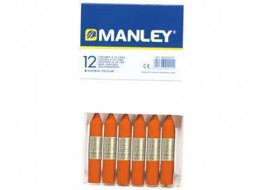 Lapices cera manley unicolor naranja n.6 caja de 12 unidades