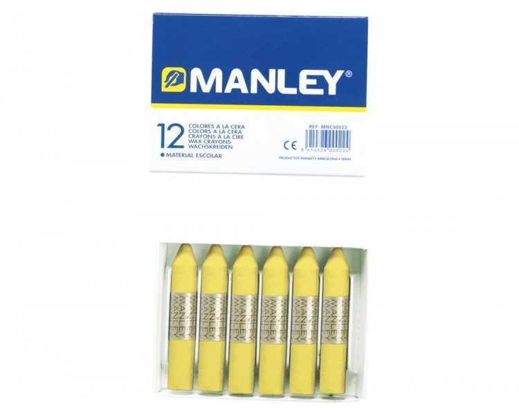 Lapices cera manley unicolor amarillo claro n.4 caja de 12 unidades