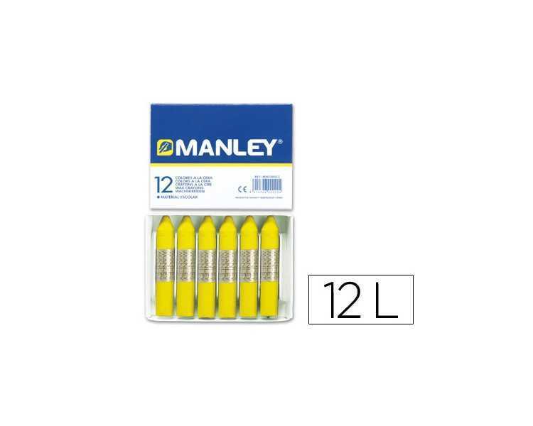 Lapices cera manley unicolor amarillo limon n.2 caja de 12 unidades