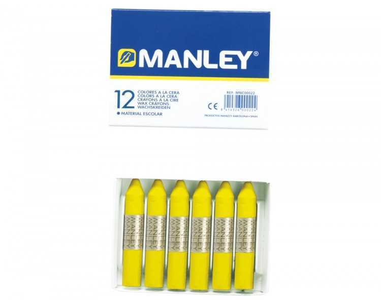 Lapices cera manley unicolor amarillo limon n.2 caja de 12 unidades