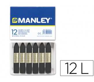 Lapices cera manley unicolor negro n.30 caja de 12 unidades
