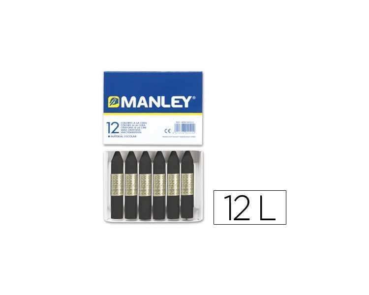 Lapices cera manley unicolor negro n.30 caja de 12 unidades