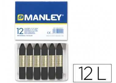 Lapices cera manley unicolor negro n.30 caja de 12 unidades