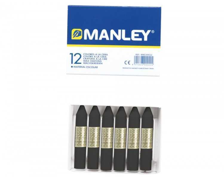 Lapices cera manley unicolor negro n.30 caja de 12 unidades