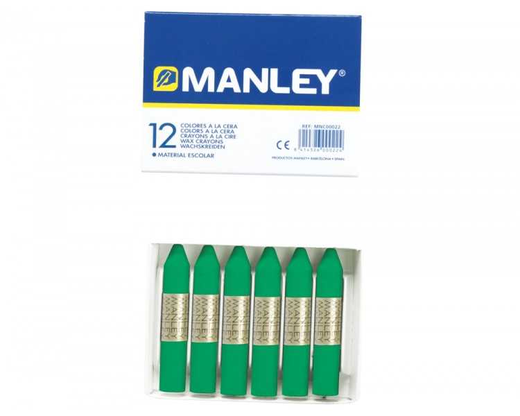 Lapices cera manley unicolor verde natural n.21 caja de 12 unidades