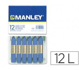 Lapices cera manley unicolor azul ultramar n.18 caja de 12 unidades