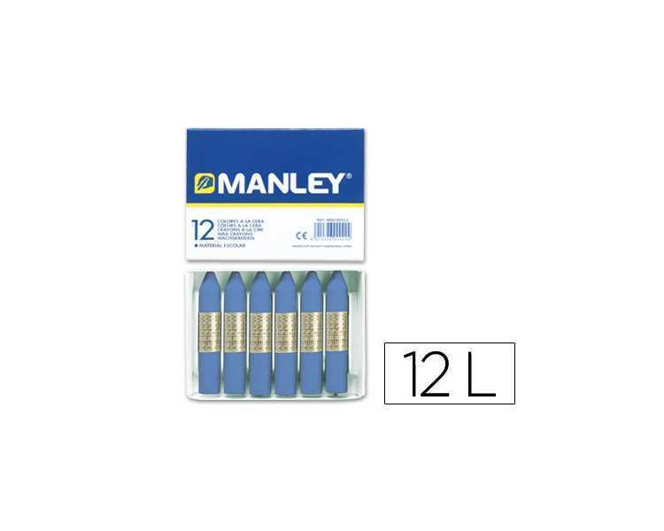 Lapices cera manley unicolor azul ultramar n.18 caja de 12 unidades