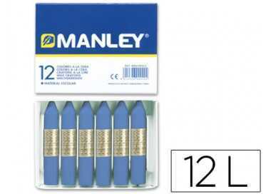 Lapices cera manley unicolor azul ultramar n.18 caja de 12 unidades