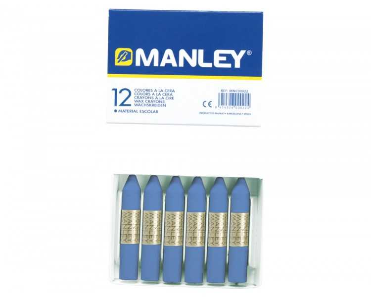 Lapices cera manley unicolor azul ultramar n.18 caja de 12 unidades
