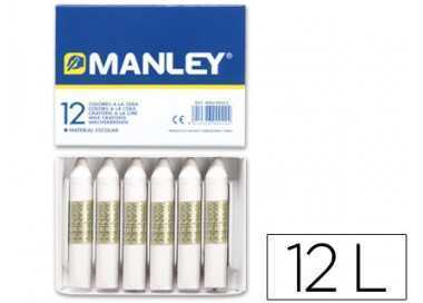 Lapices cera manley unicolor blanco n.1 caja de 12 unidades