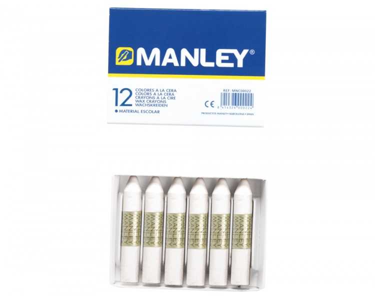 Lapices cera manley unicolor blanco n.1 caja de 12 unidades
