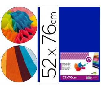 Papel seda liderpapel azul 52x76 cm 18 gr paquete de 25 hojas