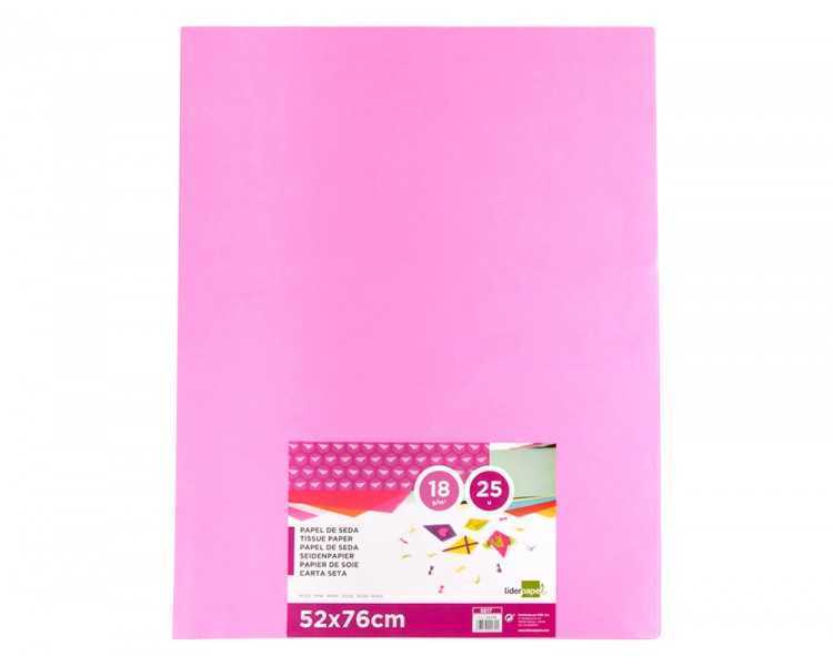 Papel seda liderpapel rosa 52x76 cm 18 gr paquete de 25 hojas