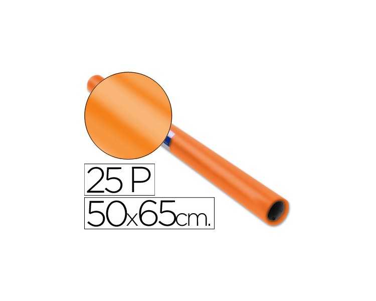 Papel charol naranja rollo 25 hojas de 50x65 cm