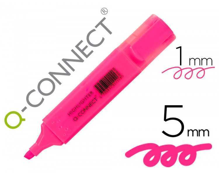 Rotulador q-connect fluorescente rosa punta biselada