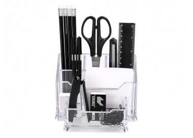 Organizador liderpapel transparente con accesorios
