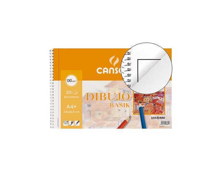 Bloc dibujo basik din a4+ espiral 23 x 32.5 cm 20 hojas microperforado 2 taladros -con recuadro