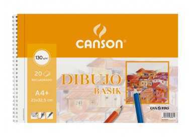 Bloc dibujo basik din a4+ espiral 23 x 32.5 cm 20 hojas microperforado 2 taladros -con recuadro