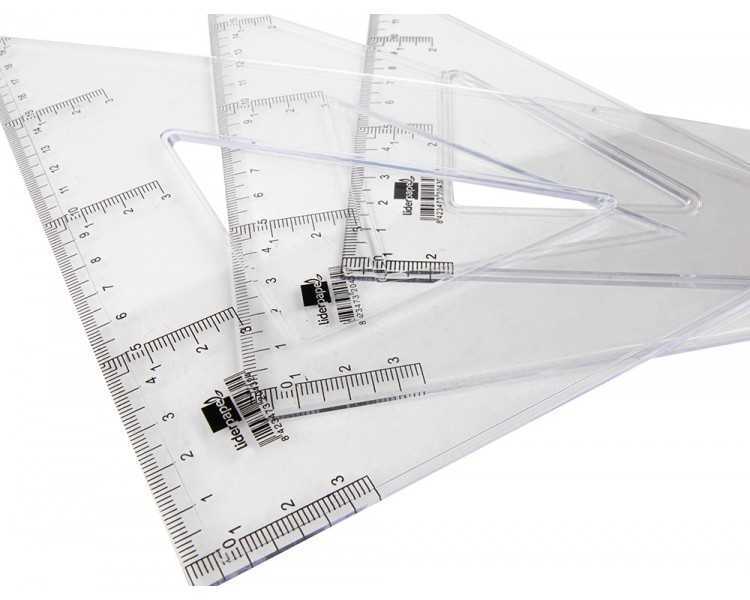 Escuadra liderpapel 25 cm plastico cristal