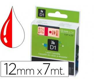 Cinta dymo 1000 rojo-blanco 12mm x 7mt d1