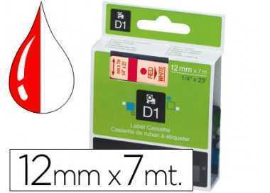 Cinta dymo 1000 rojo-blanco 12mm x 7mt d1