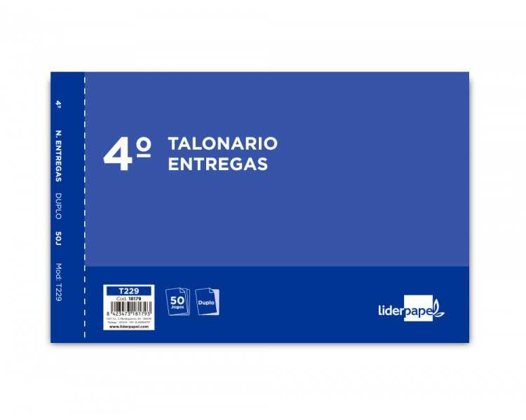 Talonario liderpapel entregas cuarto original y copia t229 apaisado