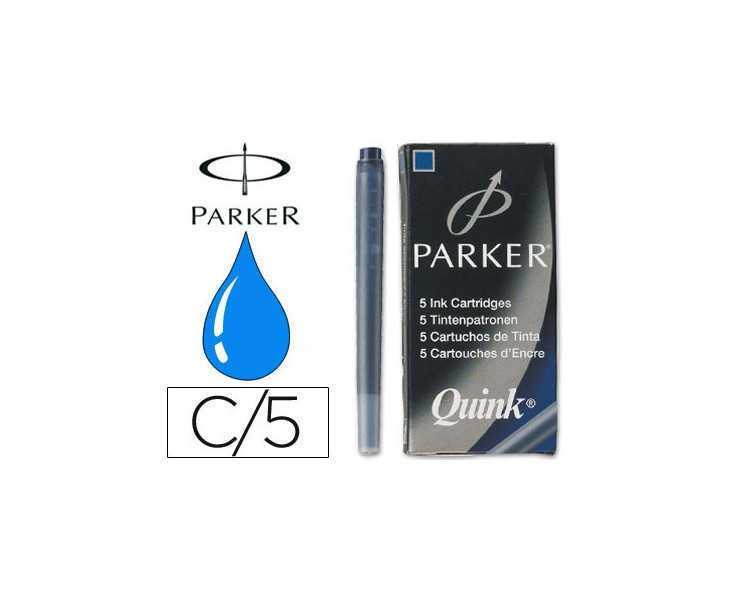 Tinta estilografica parker azul permanente caja de 5 cartuchos