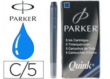 Tinta estilografica parker azul permanente caja de 5 cartuchos