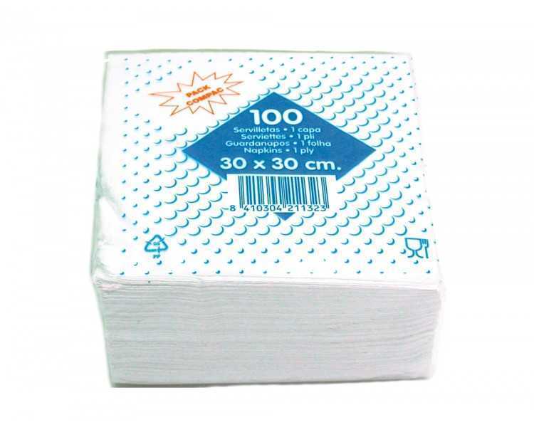 Servilleta algodon 30x30 cm 1 capa paquete de 100 unidades